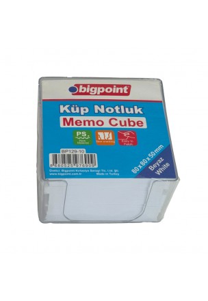 Bigpoint Akrilik Küp Notluk Beyaz 8x8cm