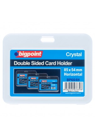 Bigpoint Çift Taraflı Kart Kabı Kristal Yatay Şeffaf 85x54mm