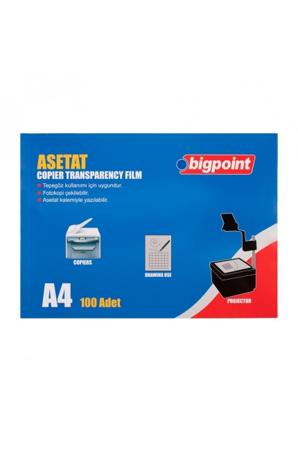 Bigpoint Fotokopi Asetatı A4 100 Mikron 100'lü Kutu