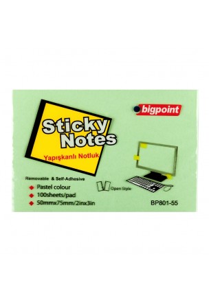 Bigpoint Yapışkanlı Not Kağıdı 75x50mm Yeşil