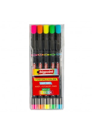 Bigpoint Fosforlu Kalem Cep Tipi 5'li Set
