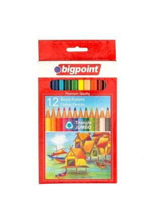 Bigpoint Jumbo Üçgen Kuru Boya Kalemi 12 Renk