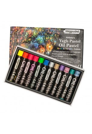 Bigpoint Artists's Yağlı(Oil) Pastel Boya 12'li Metalik ve Fosforlu Renkler